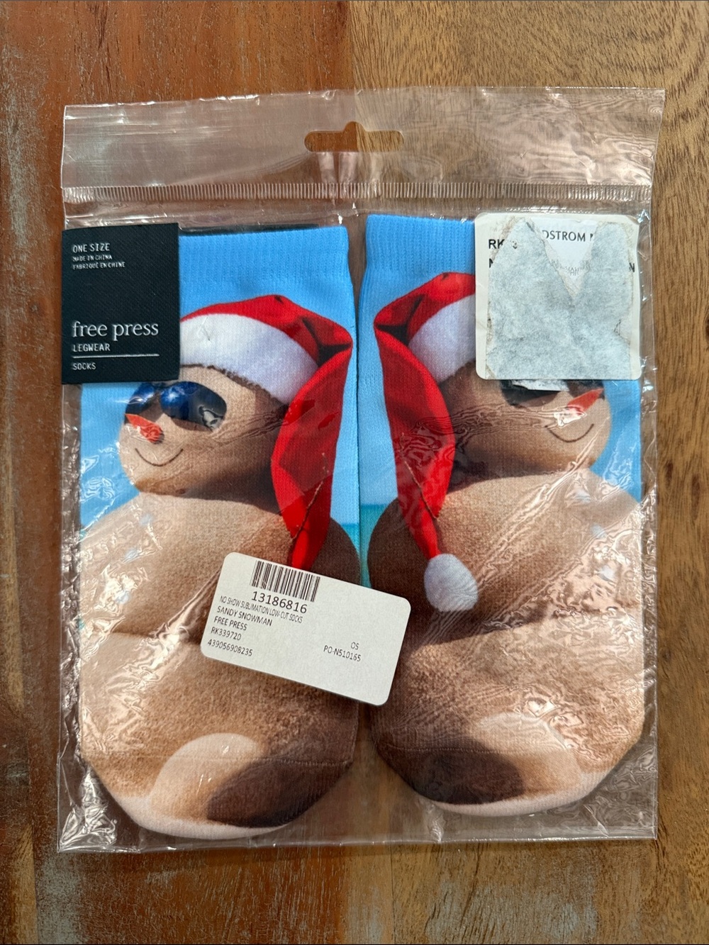 free press Crew Socks with Festive sandman in Red Santa Hat